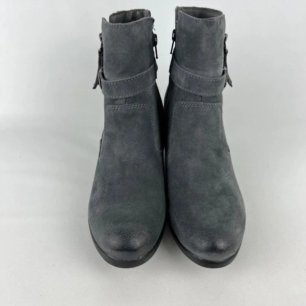 Earth Origins Womens Tori Gray Suede Ankle Booties Water Repellent size 9.5